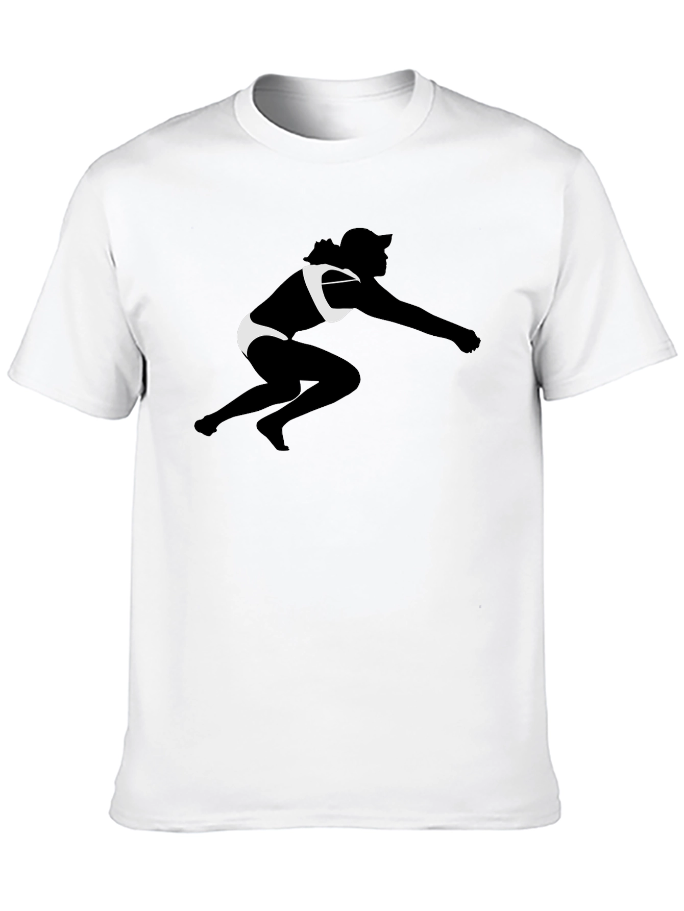 Black T-Shirt with Beach Volleyball Silhouette Graphic