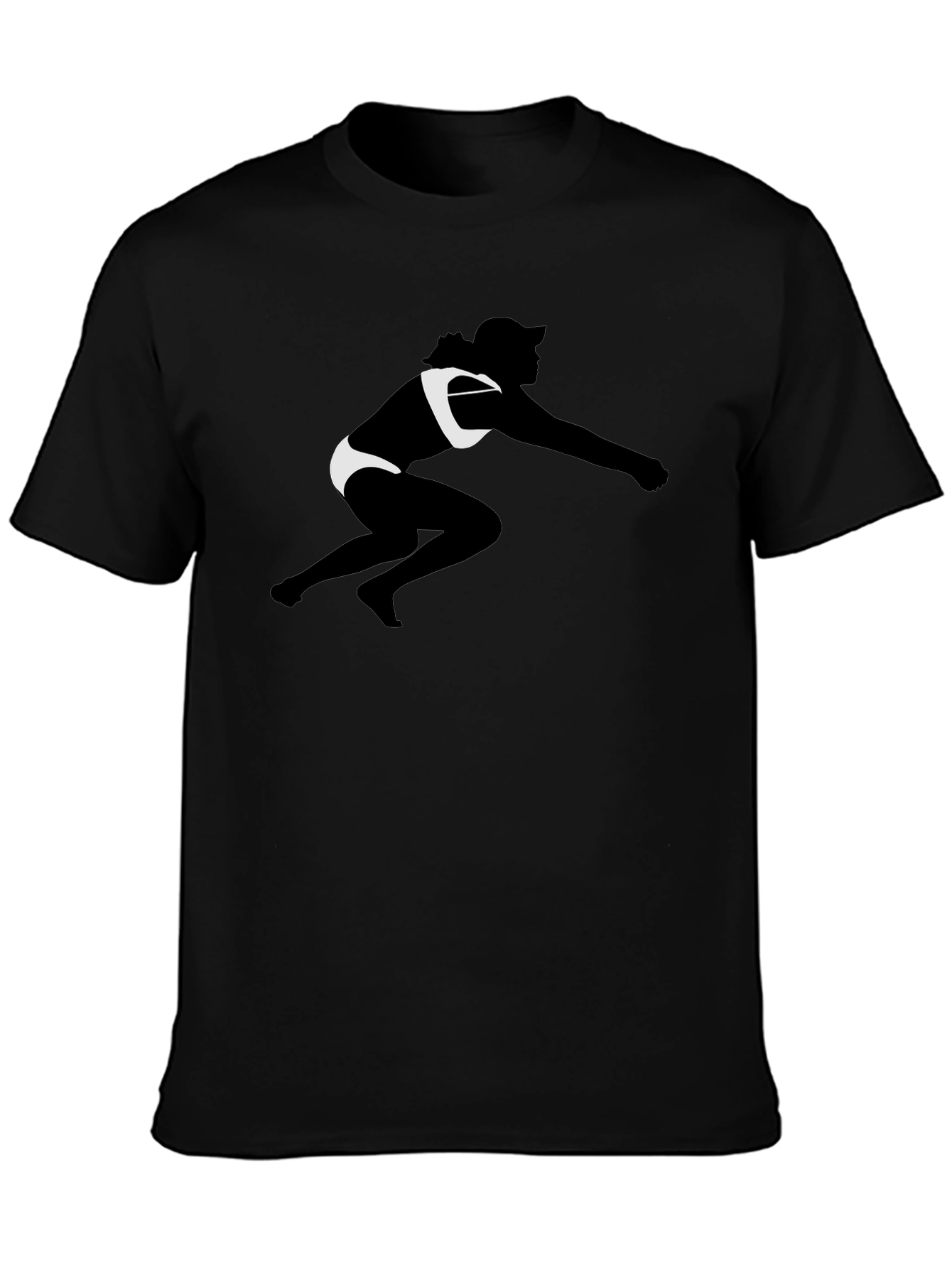 Black T-Shirt with Beach Volleyball Silhouette Graphic