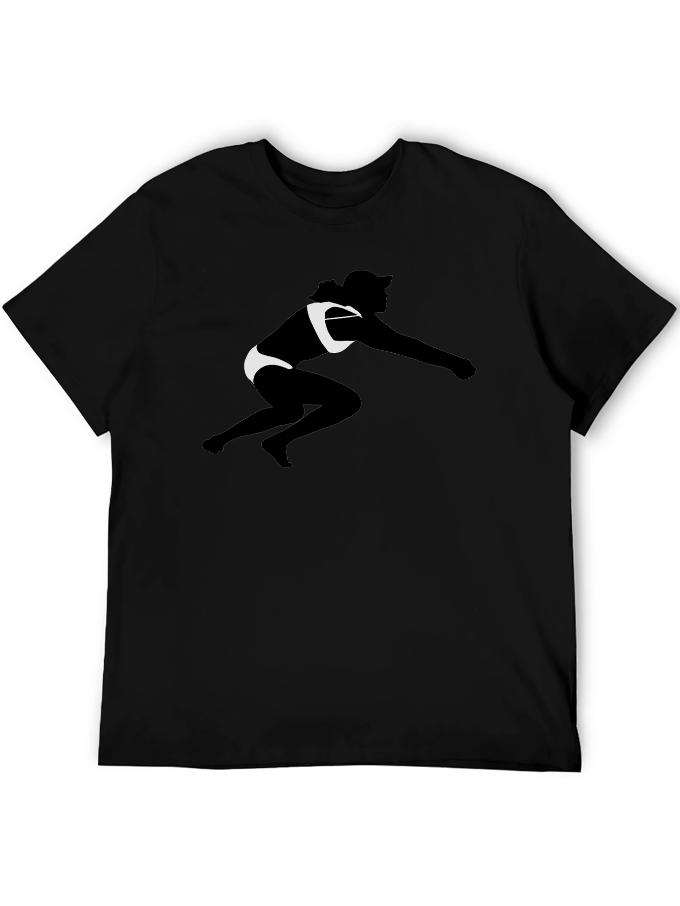 Black T-Shirt with Beach Volleyball Silhouette Graphic