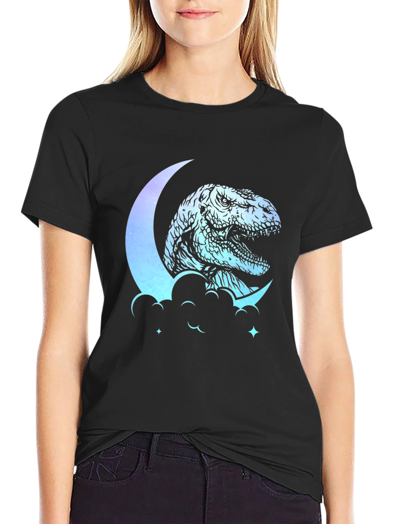 Dino Moon Mens Graphic T-Shirt