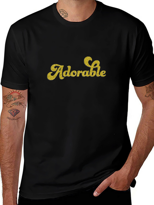 Adorable Glitter Text Black T-Shirt