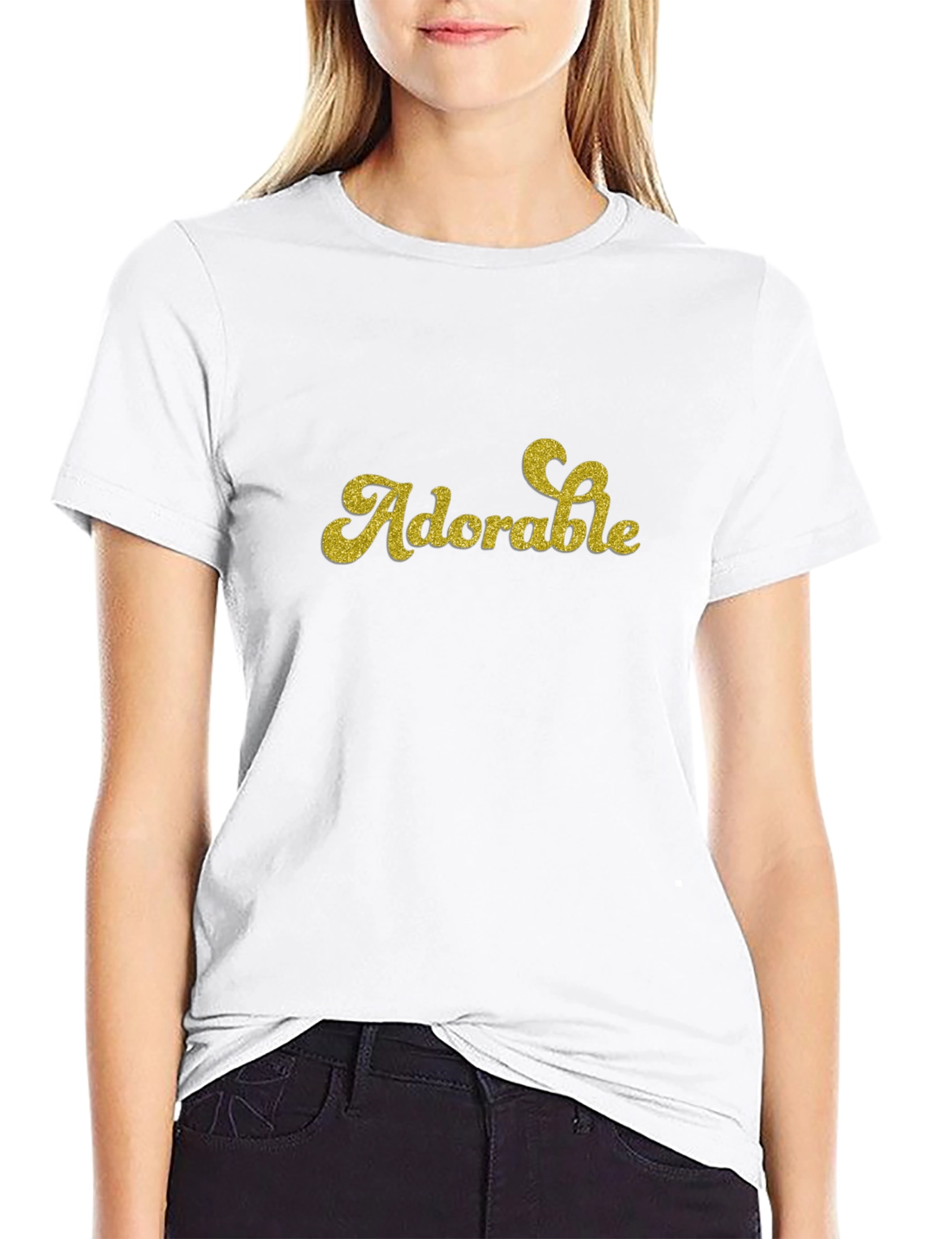 Adorable Glitter Text Black T-Shirt