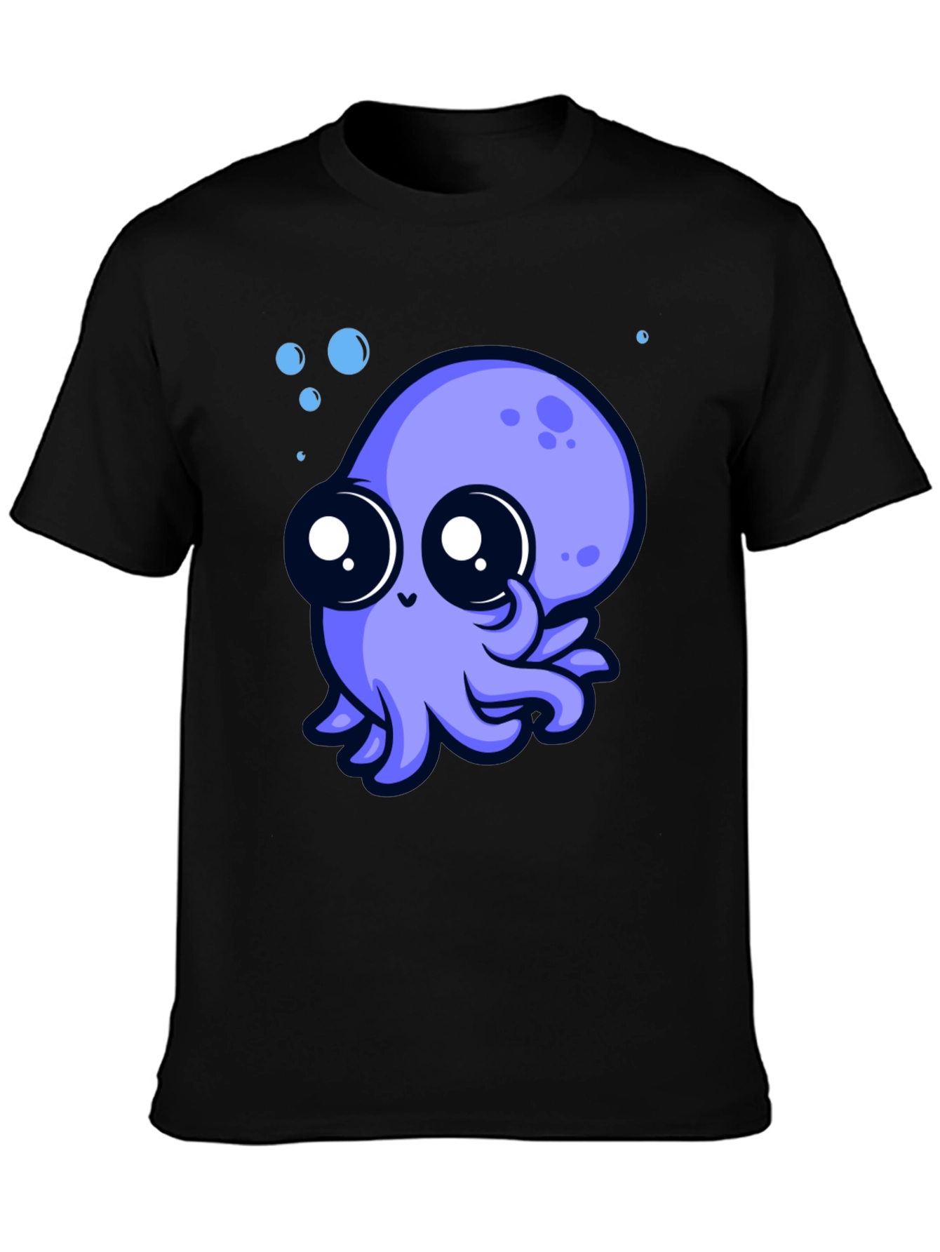 Cute Octopus Graphic Tee - Black Cotton T-Shirt