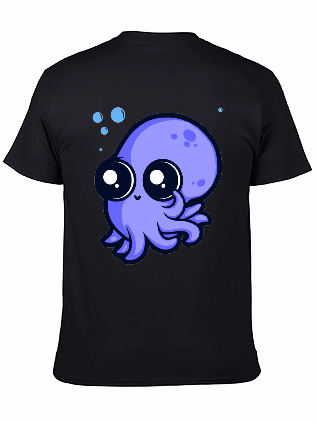 Cute Octopus Graphic Tee - Black Cotton T-Shirt