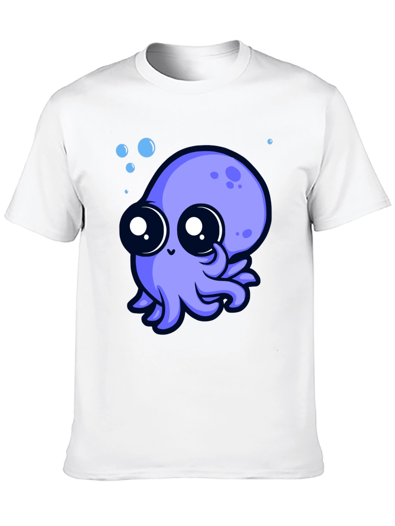 Cute Octopus Graphic Tee - Black Cotton T-Shirt
