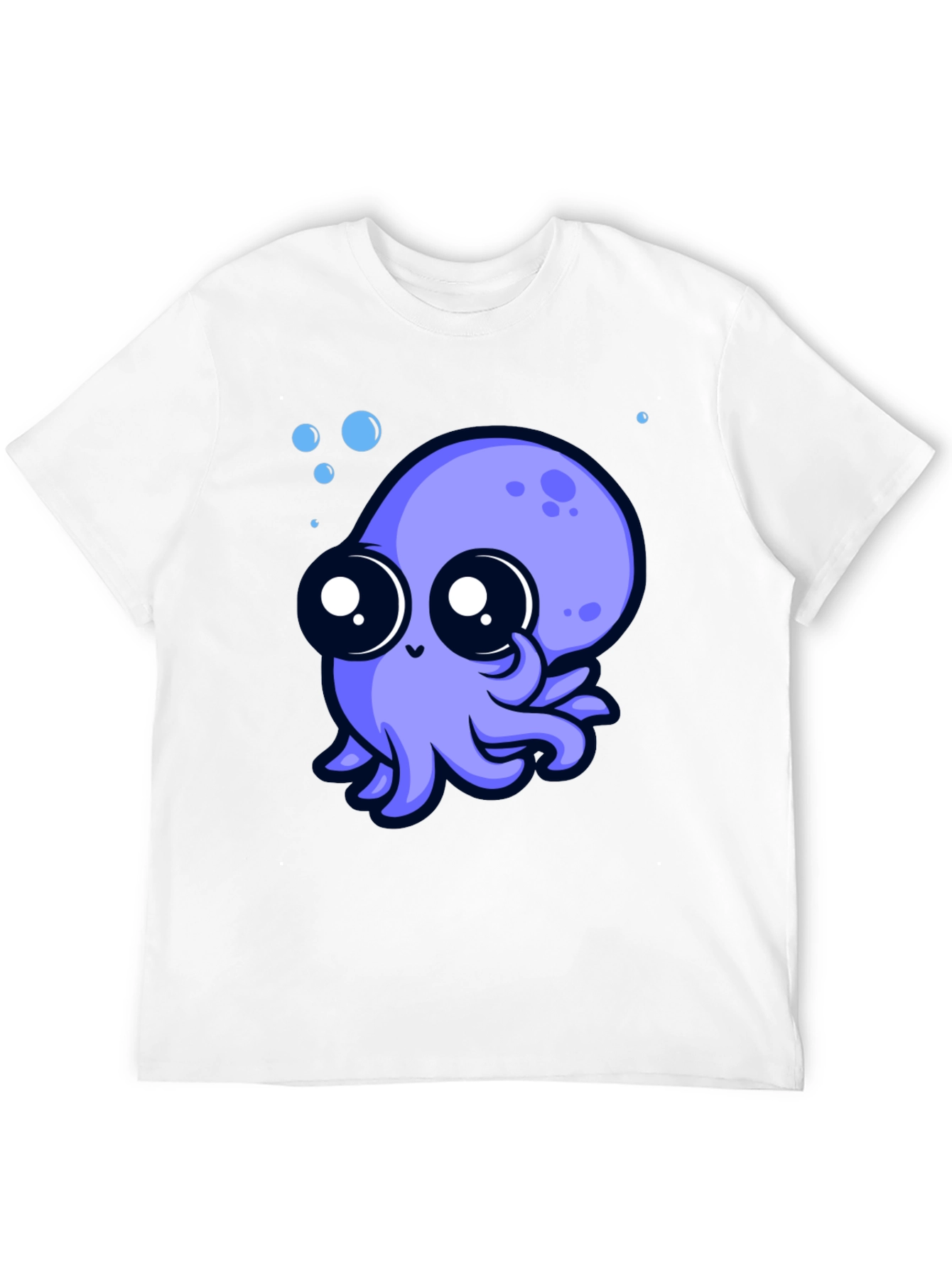Cute Octopus Graphic Tee - Black Cotton T-Shirt