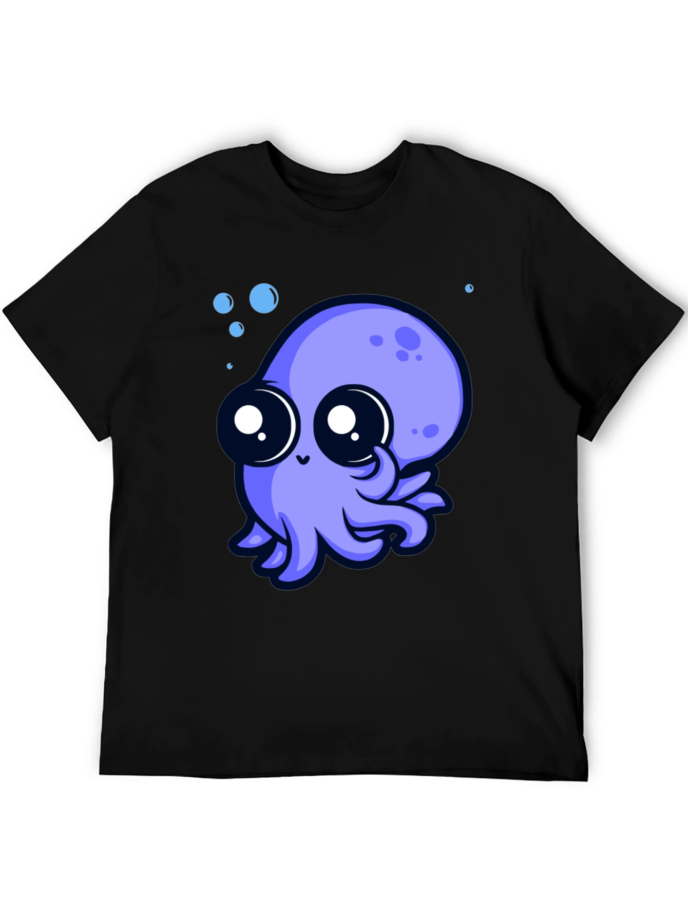 Cute Octopus Graphic Tee - Black Cotton T-Shirt