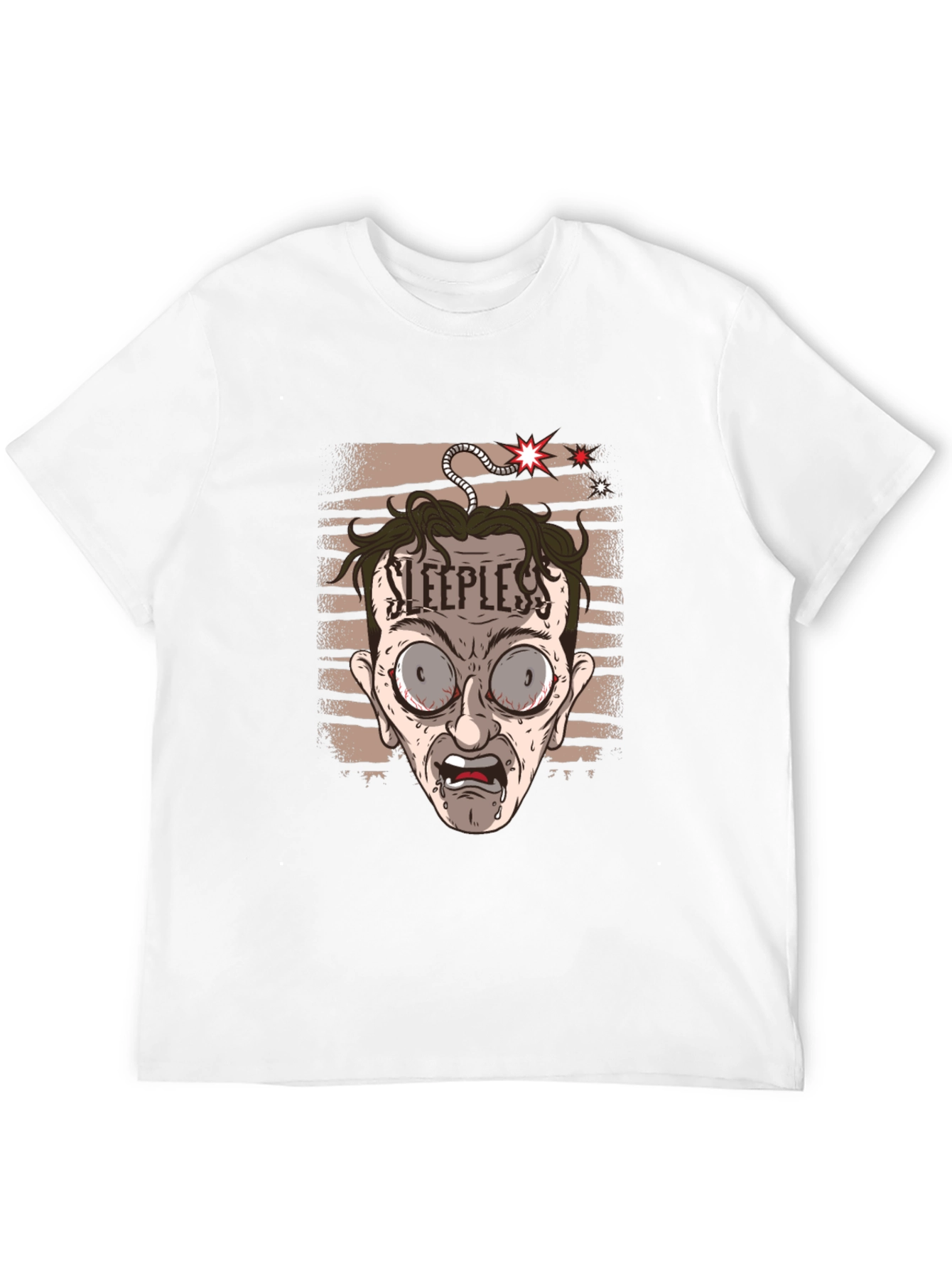 Sleepless Cartoon Graphic Tee - Black