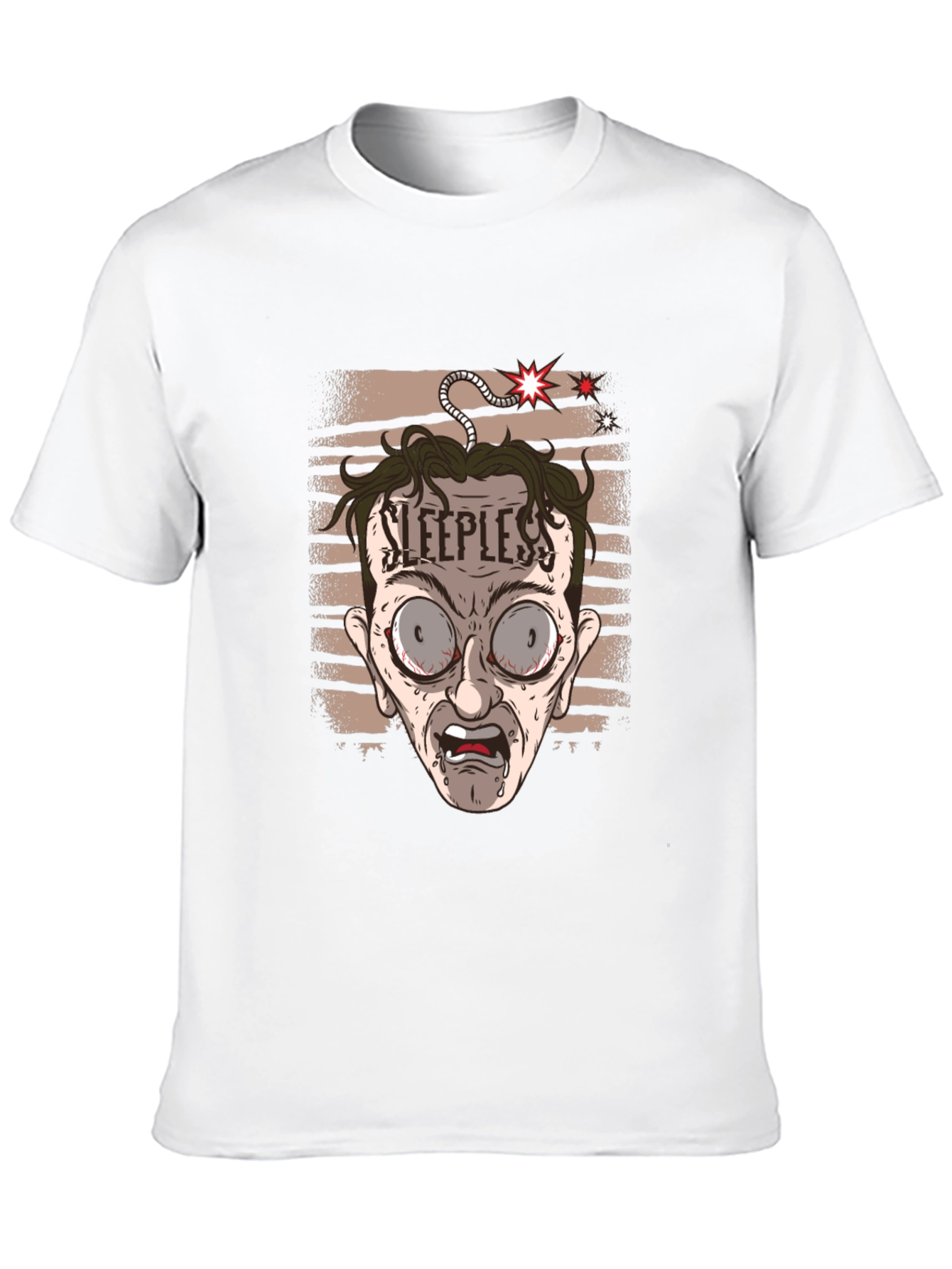 Sleepless Cartoon Graphic Tee - Black